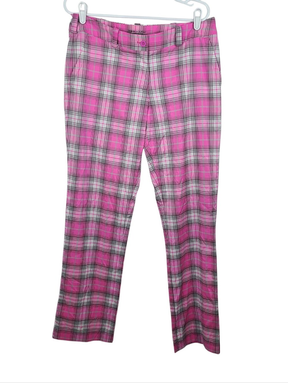 Nike Golf Tour Performance Dri-Fit Women’s Pink Plaid Straight-Leg Pants Size 10
